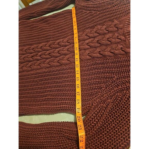 LARGE Nautica Womens Ladies Maroon Long Sleeve Cable Knit Sweater - Picture 8 of 11